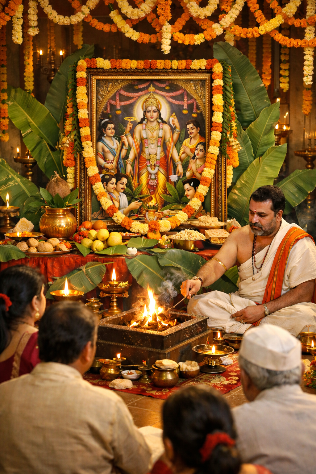 Satyanarayana Pooja havan fire ritual